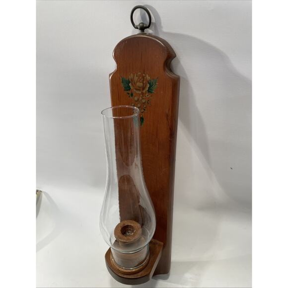 1 Wood taper candle wall sconce for peg votive candle holder, 4.5" x 18.5" - Picture 1 of 9